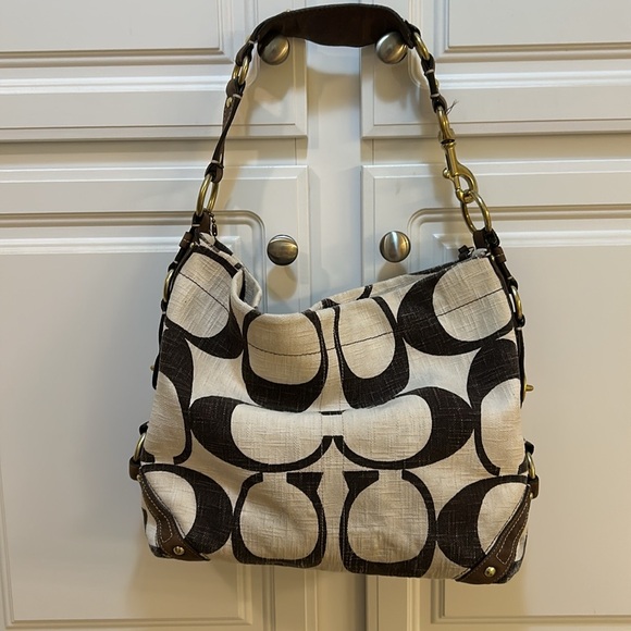 Coach large hobo bag 10795 Carly in brown & cream signature print - Picture 4 of 15